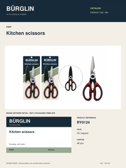 BÜRGLIN Kitchen scissors catalog design proof