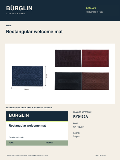 BÜRGLIN Rectangular welcome mat catalog design proof